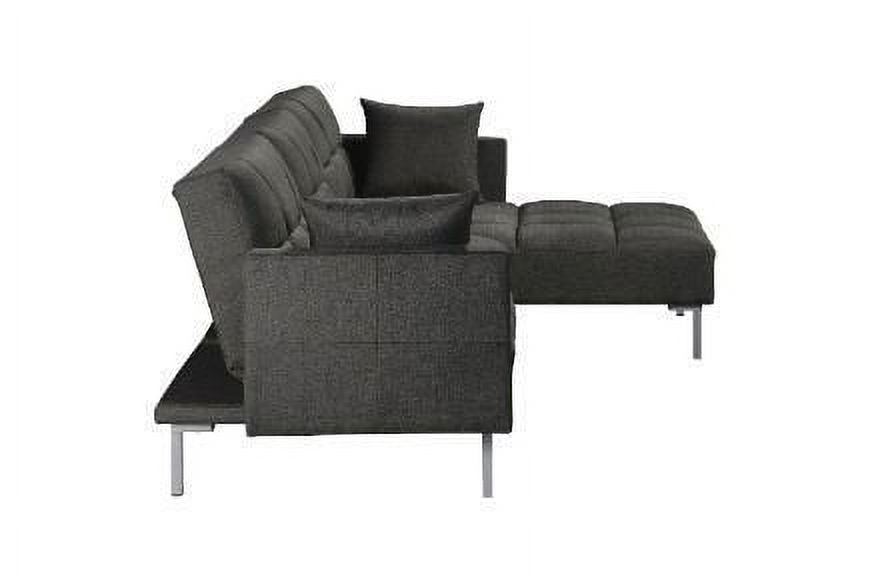 Adjustable Fabric Sectional Sofa with 2 Pillows Dark Gray K8015