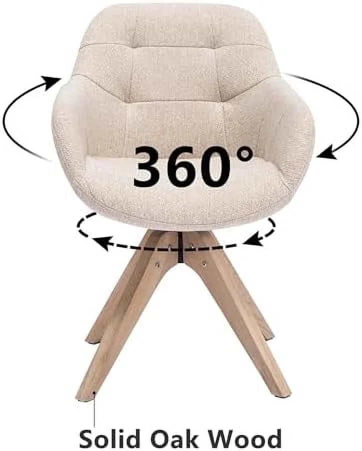 Mid Century Modern Swivel Fabric Accent Chair with Oak Wood Legs A449427