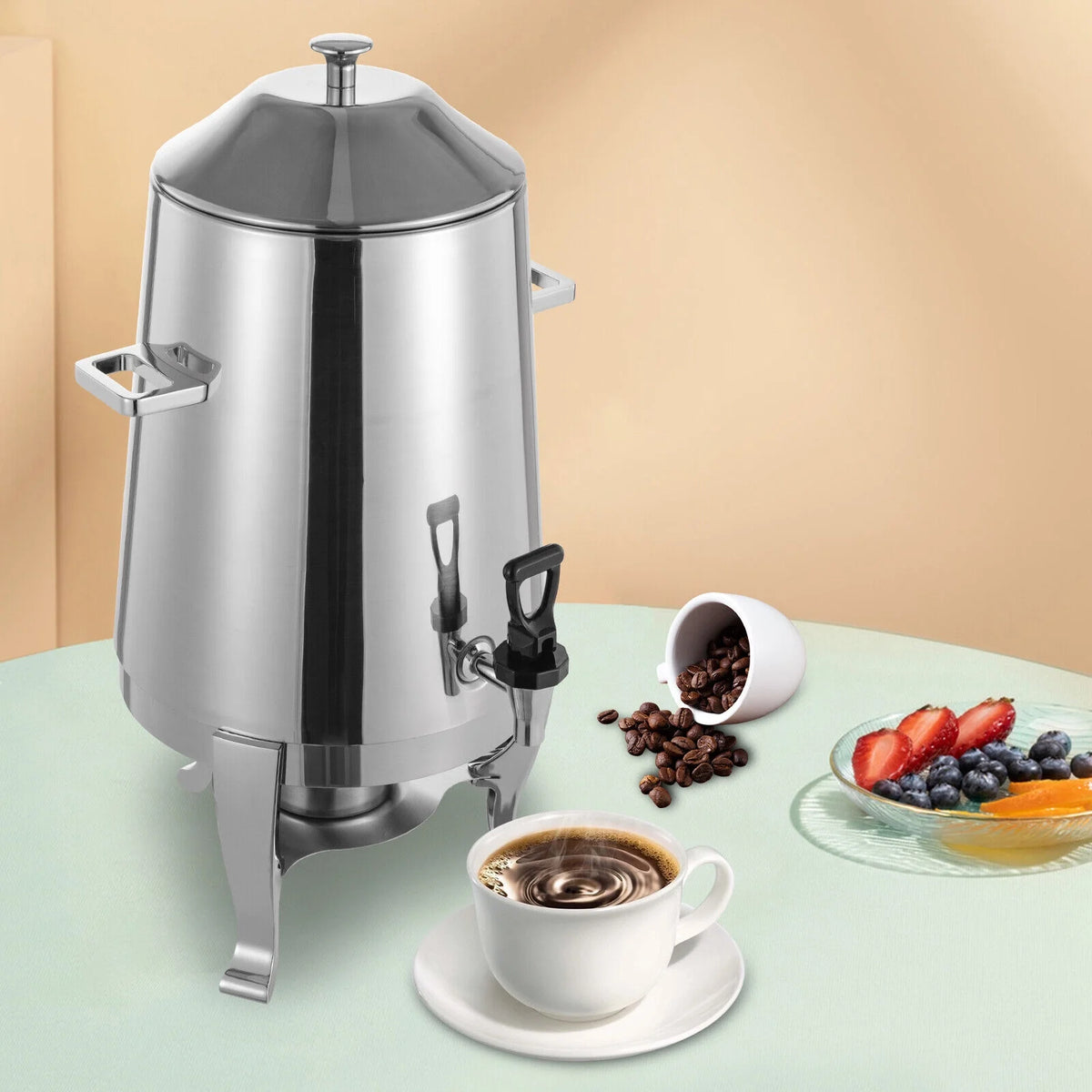 Insulated Stainless Steel Beverage Dispenser with Spigot, 3.43 Gallon / 54 Cup J6909