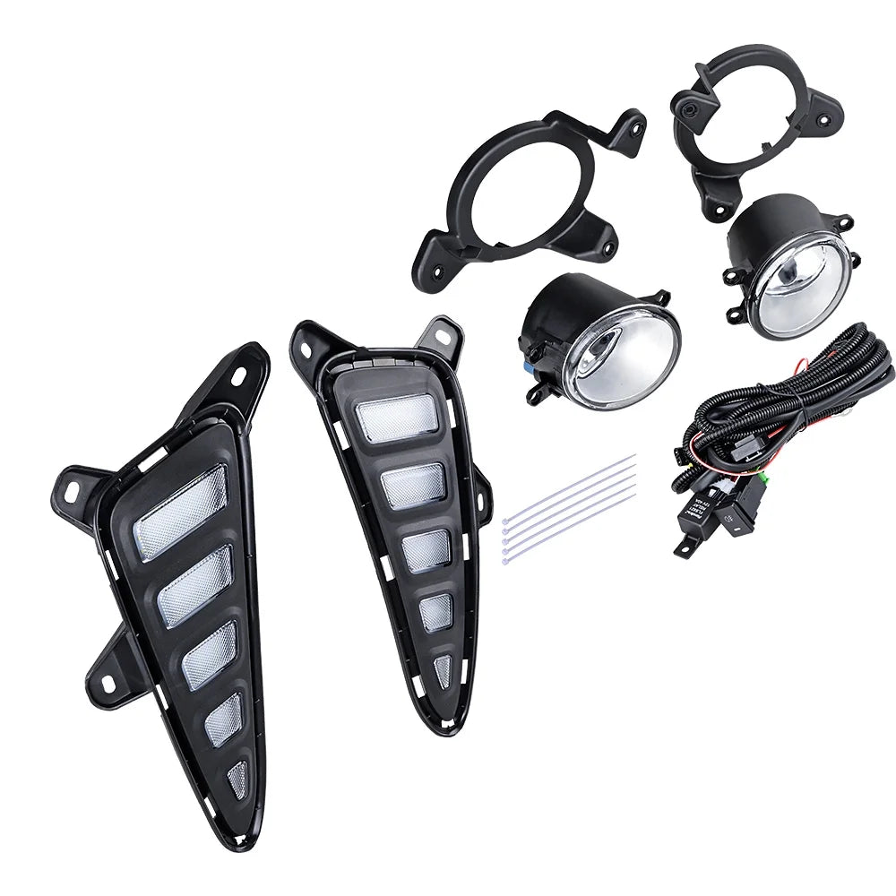 Front LED DRL Daytime Running Light Turn Signal Fog Lamps Bezel Set for Toyota C-HR 2016-2019 T657967