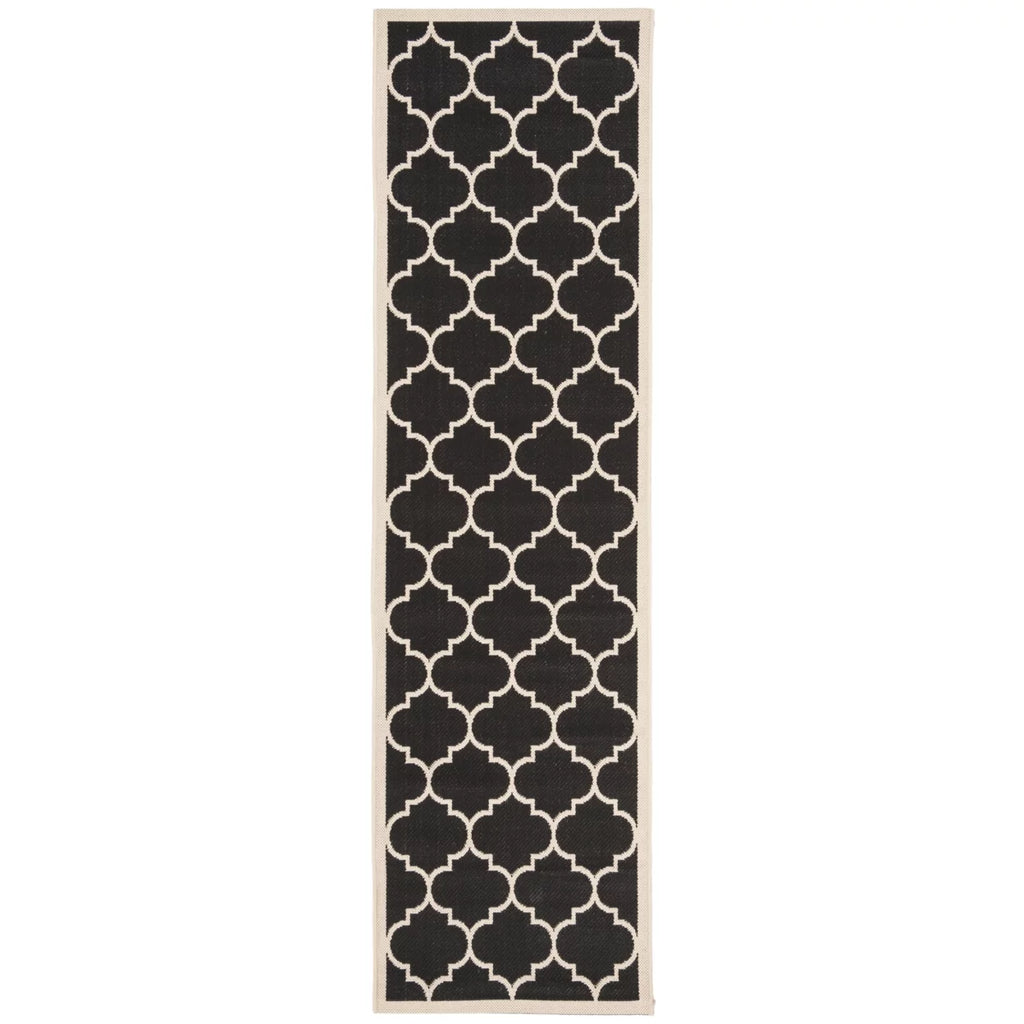 Black Beige Geometric Indoor/Outdoor Area Rug 4' x 4' Square B283370