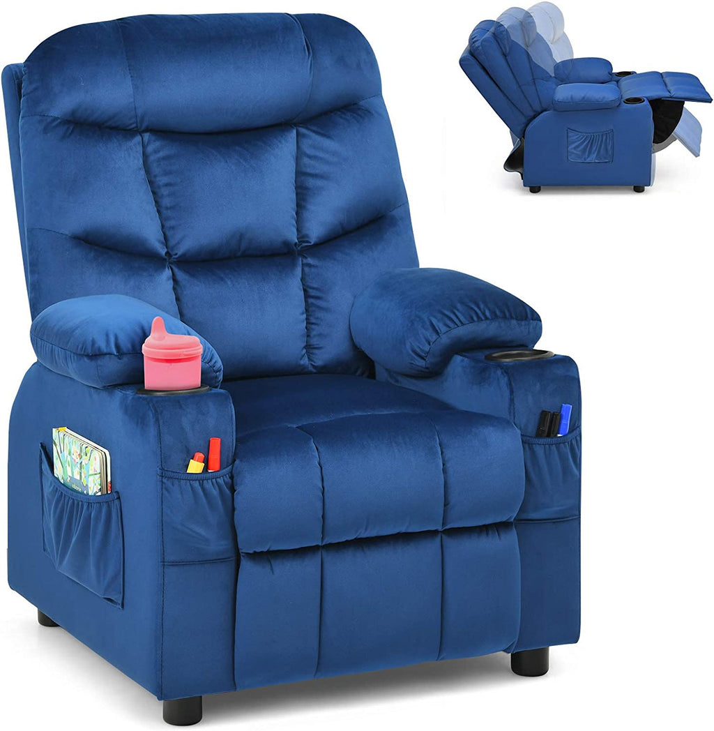 Rose Velvet Kids Recliner Sofa with Cup Holder Y708