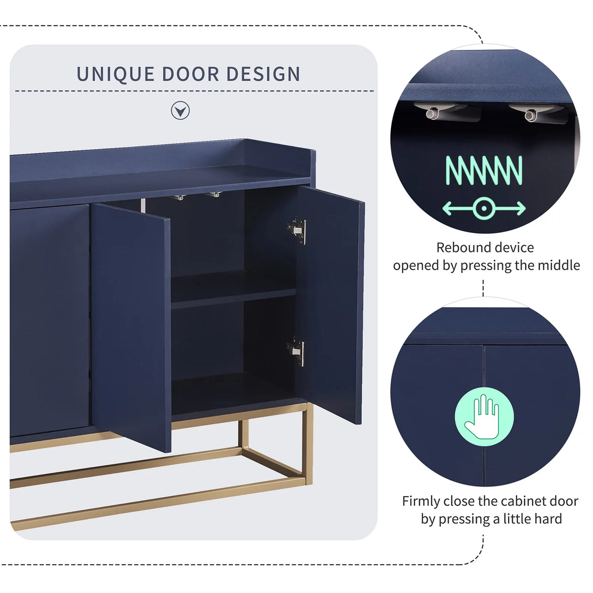 Navy Buffet Cabinet with 4 Doors F5565