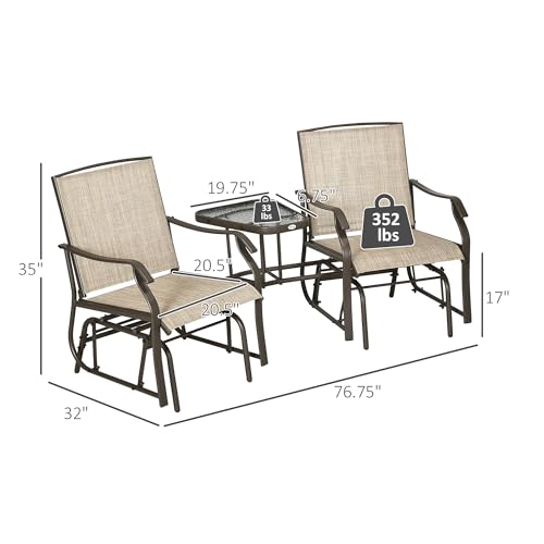 Gray 2-Seat Outdoor Glider Chair with Coffee Table C952878