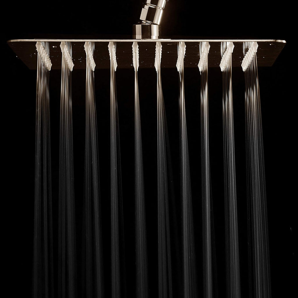 Brushed Nickel Stainless Steel Rainfall Square Showerhead with Brass Extension Arm, Pack of 2 T441985