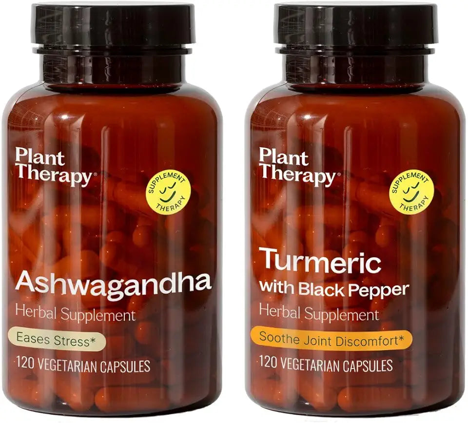 Ashwagandha & Turmeric with Black Pepper Herbal Supplement Capsules D482