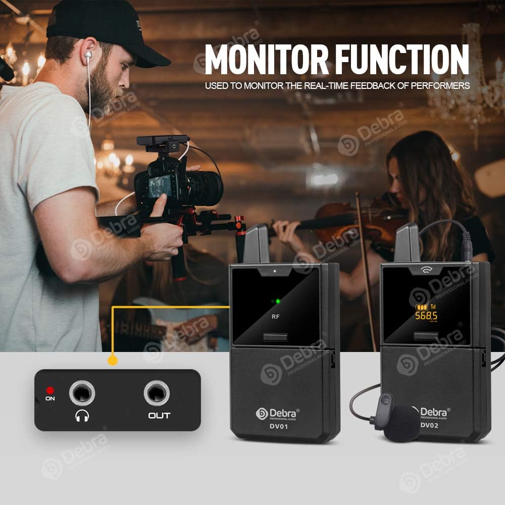 DV UHF Wireless Lavalier Microphone with Remote Monitor, Dual Mics S126258