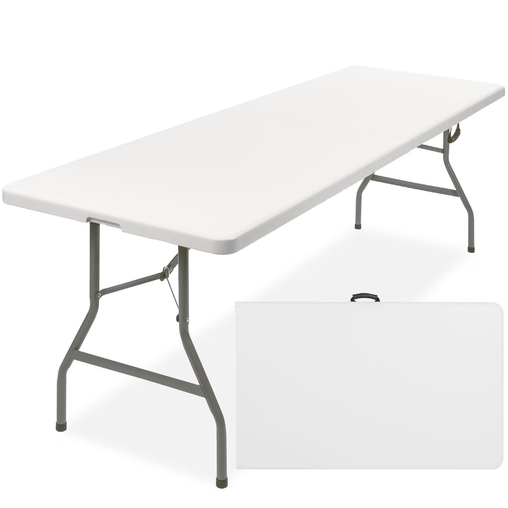White 8ft Plastic Folding Table with Handle P997
