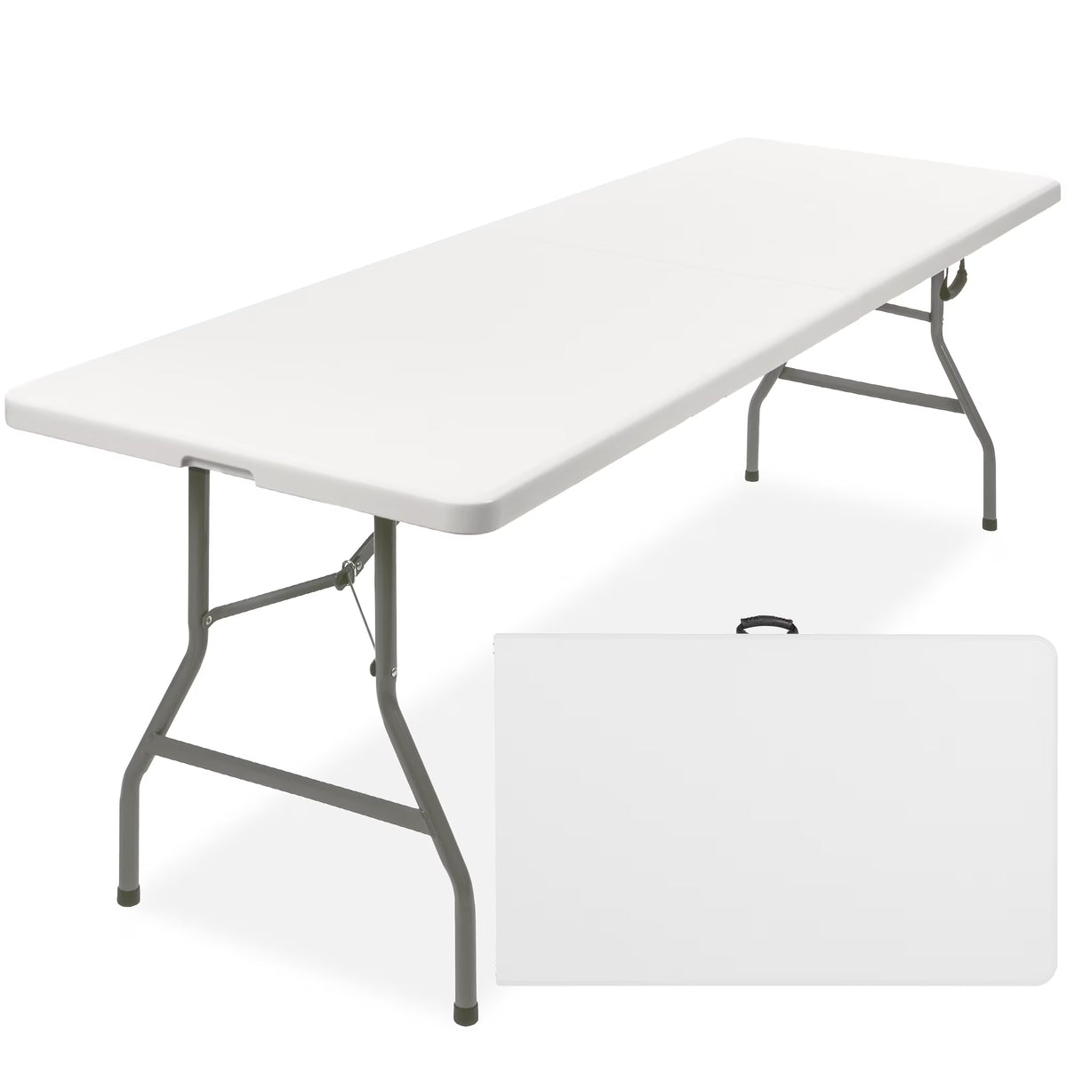 White 8ft Plastic Folding Table with Handle P997