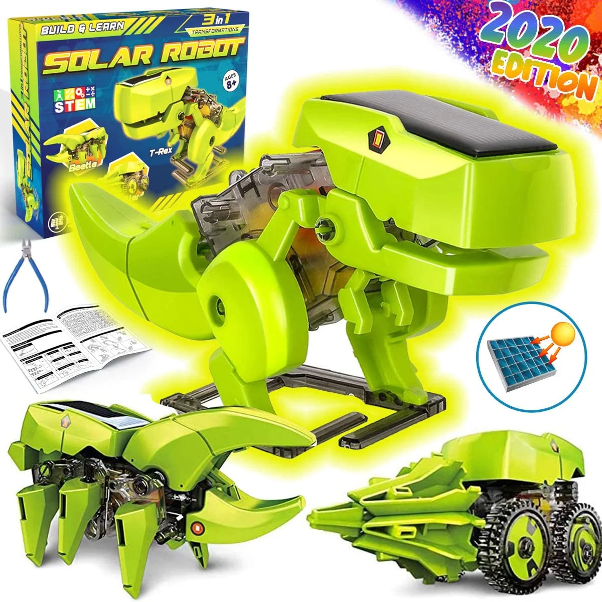 STEM Robots Building Educational Toys Science Kit 3 in 1 Solar Dinosaur Desk Robot O567433