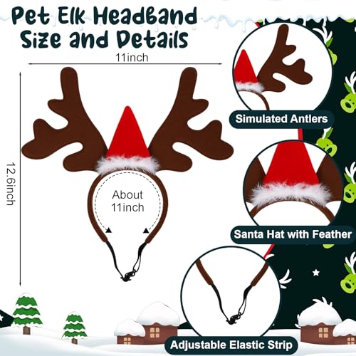 2 Set Pet Christmas Costumes Dog Knitted Scarf Reindeer Antlers Headband I28631