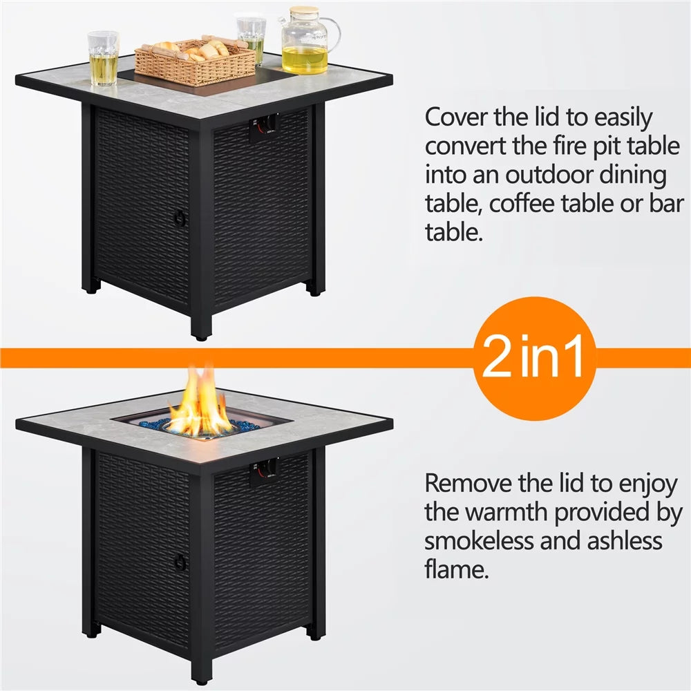 30'' Square Propane Fire Pit Table 50,000 BTU X55824