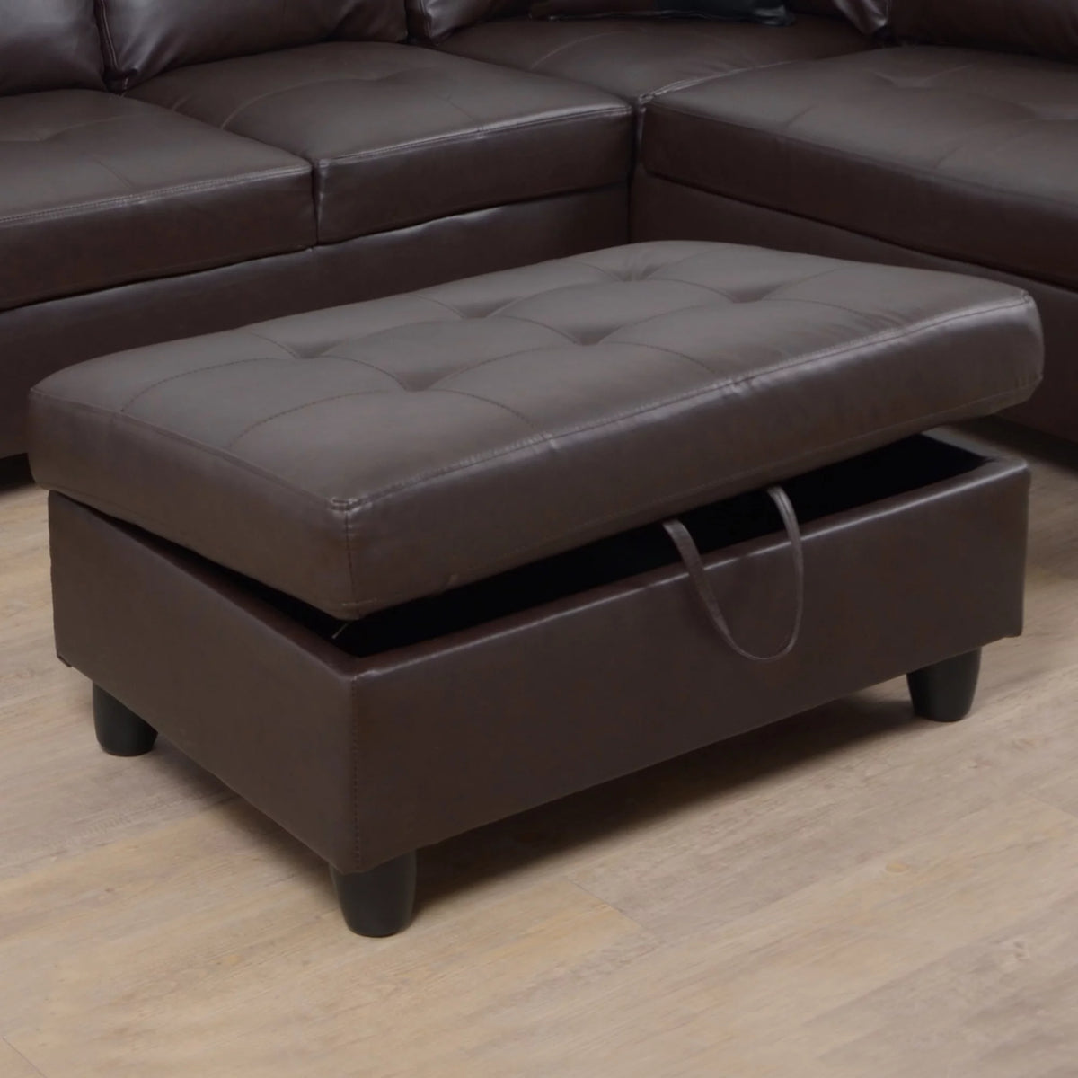 Brown Faux Leather 3 Pc Sectional Sofa Set T134
