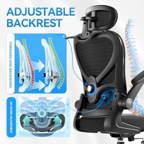 Black Ergonomic Mesh Office Chair with Headrest and Lumbar Support E927598