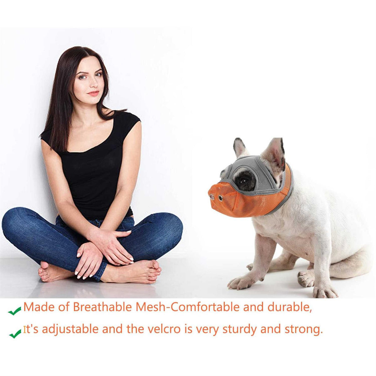 Short Snout Dog Muzzle Adjustable Breathable Mesh J4933