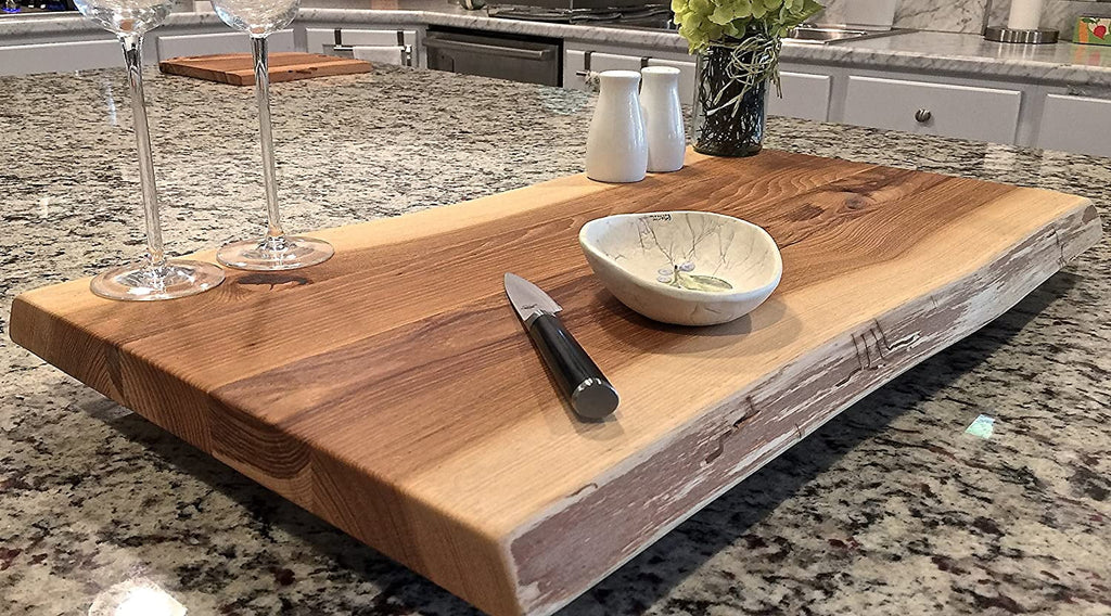 Black Walnut Extra Large Solid Double Live Edge Wood Serving Board 27 x 15 x 1.25" H7399