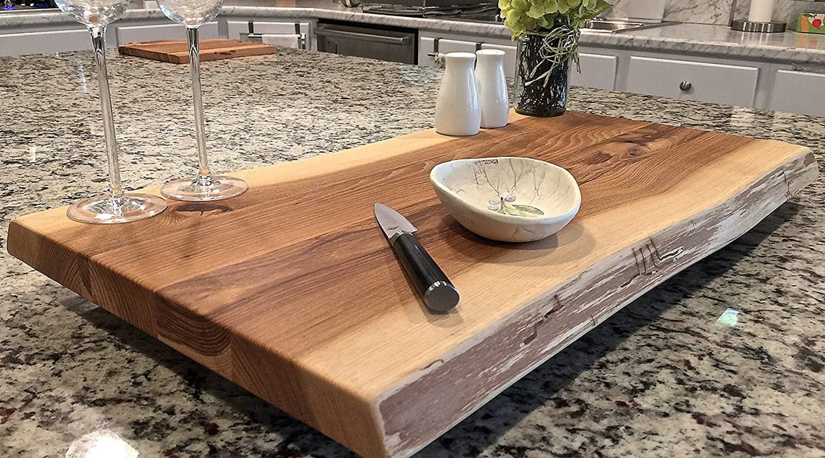 Black Walnut Extra Large Solid Double Live Edge Wood Serving Board 27 x 15 x 1.25" H7399