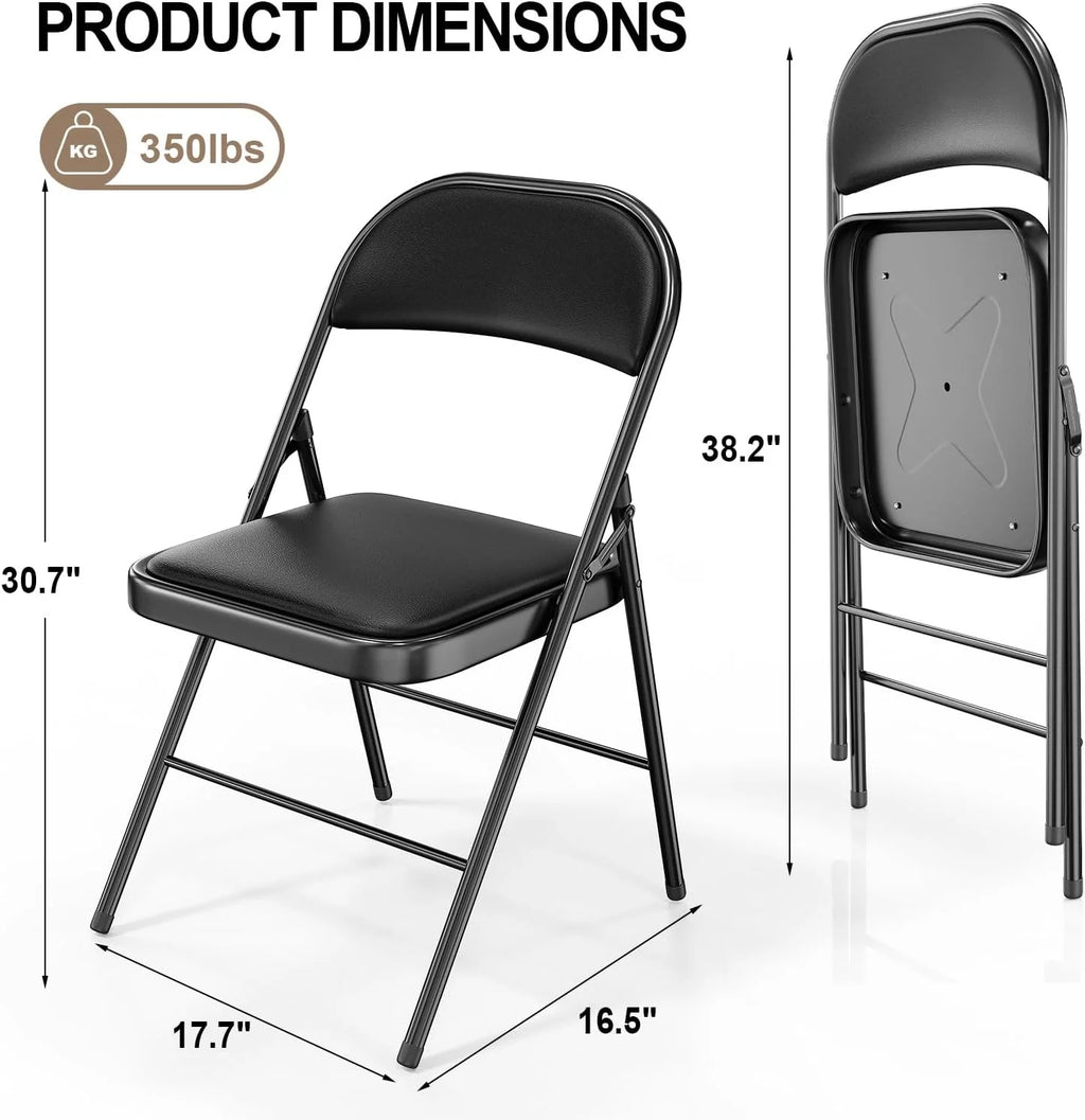 Black Set of 10 Folding Chairs Q320446