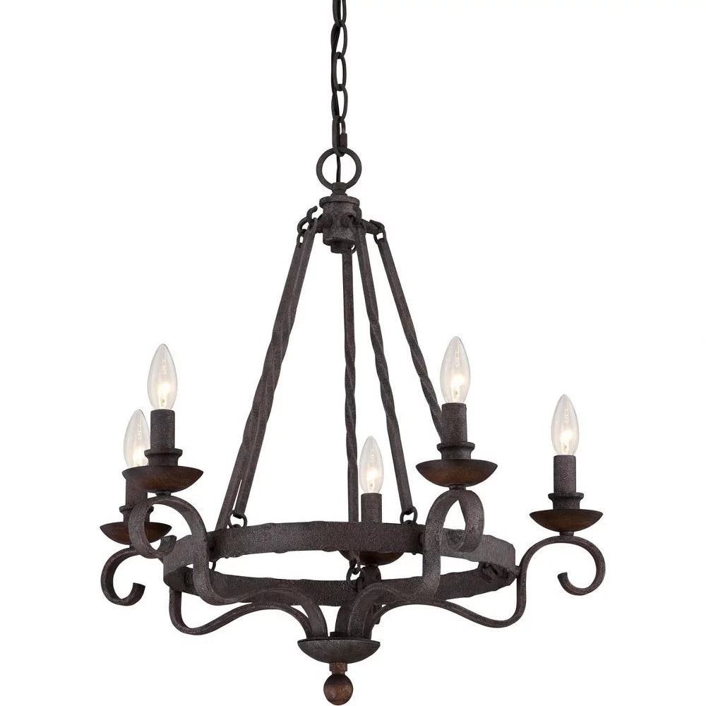 Five Light Chandelier Rustic Black Q314