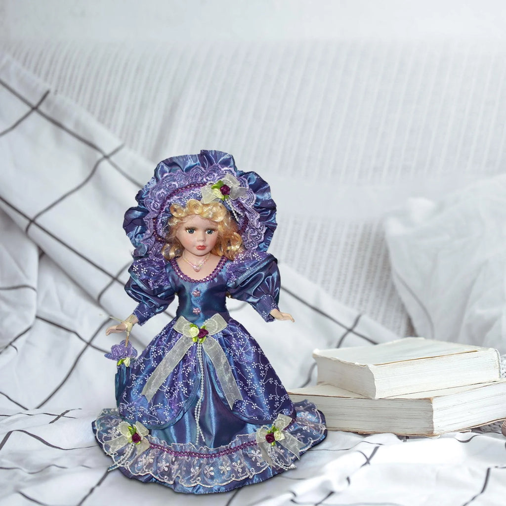 Violet Porcelain Dollhouse Lady with Dress Q50333
