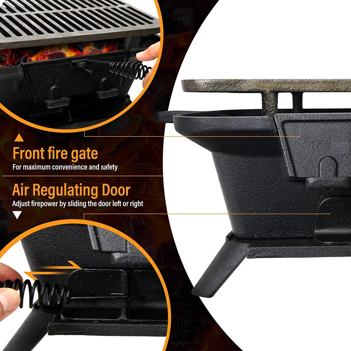 Charcoal Portable BBQ Grill with Double-sided Grilling Net N768
