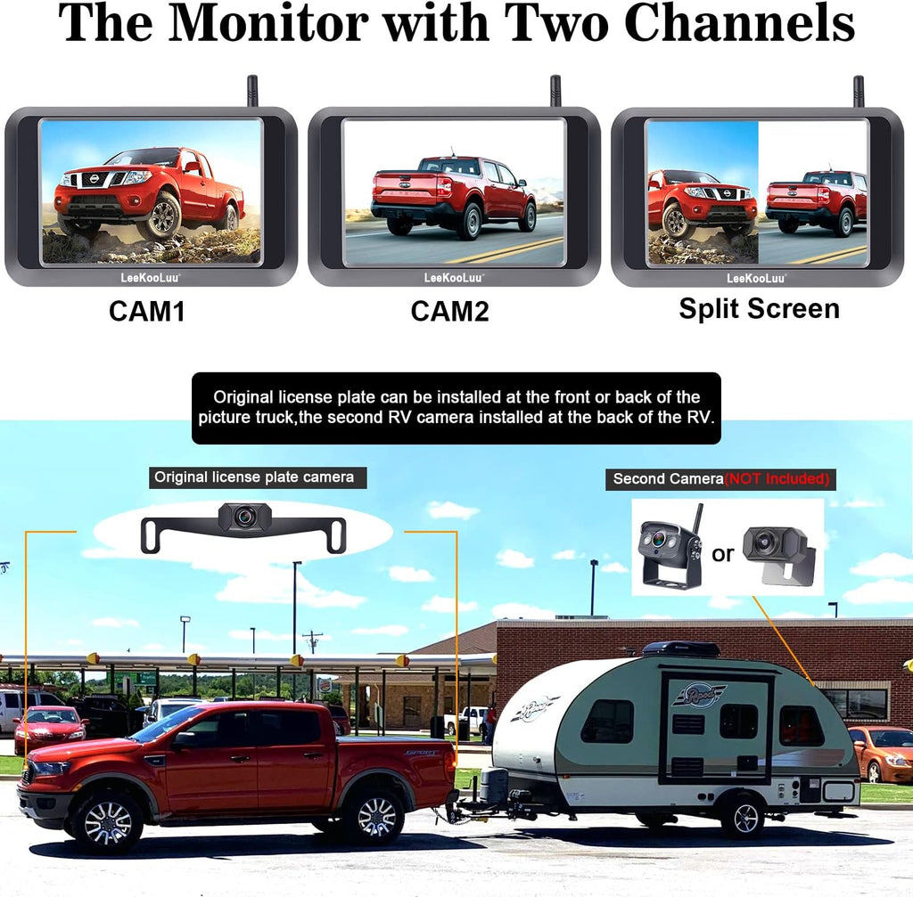 Wireless Backup Camera with 5'' Monitor Full HD 1080P Bluetooth Rear View Camera M567893
