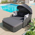 PE Rattan Double Lounge Daybed with Canopy and Cushions V2088
