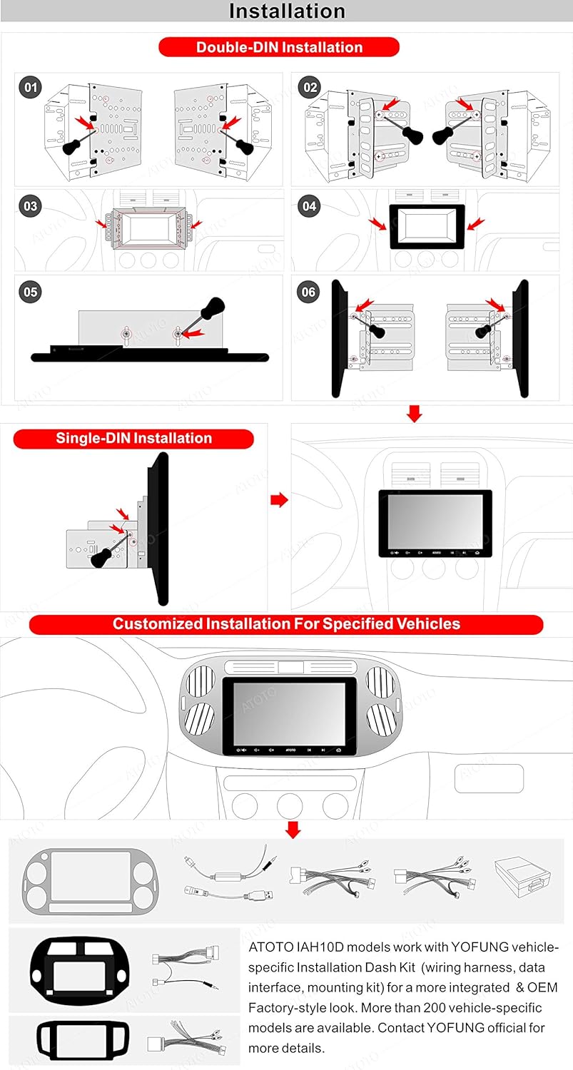 10 inch Double-DIN Car Stereo with Wireless CarPlay & Android Auto X1037