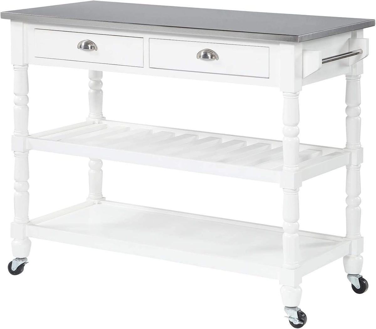 3-Tier Stainless Steel Kitchen Cart with Drawers, Dark Gray Y711020