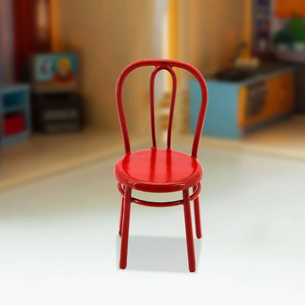 Red Metal Craft Dollhouse Miniature Dining Chair A128