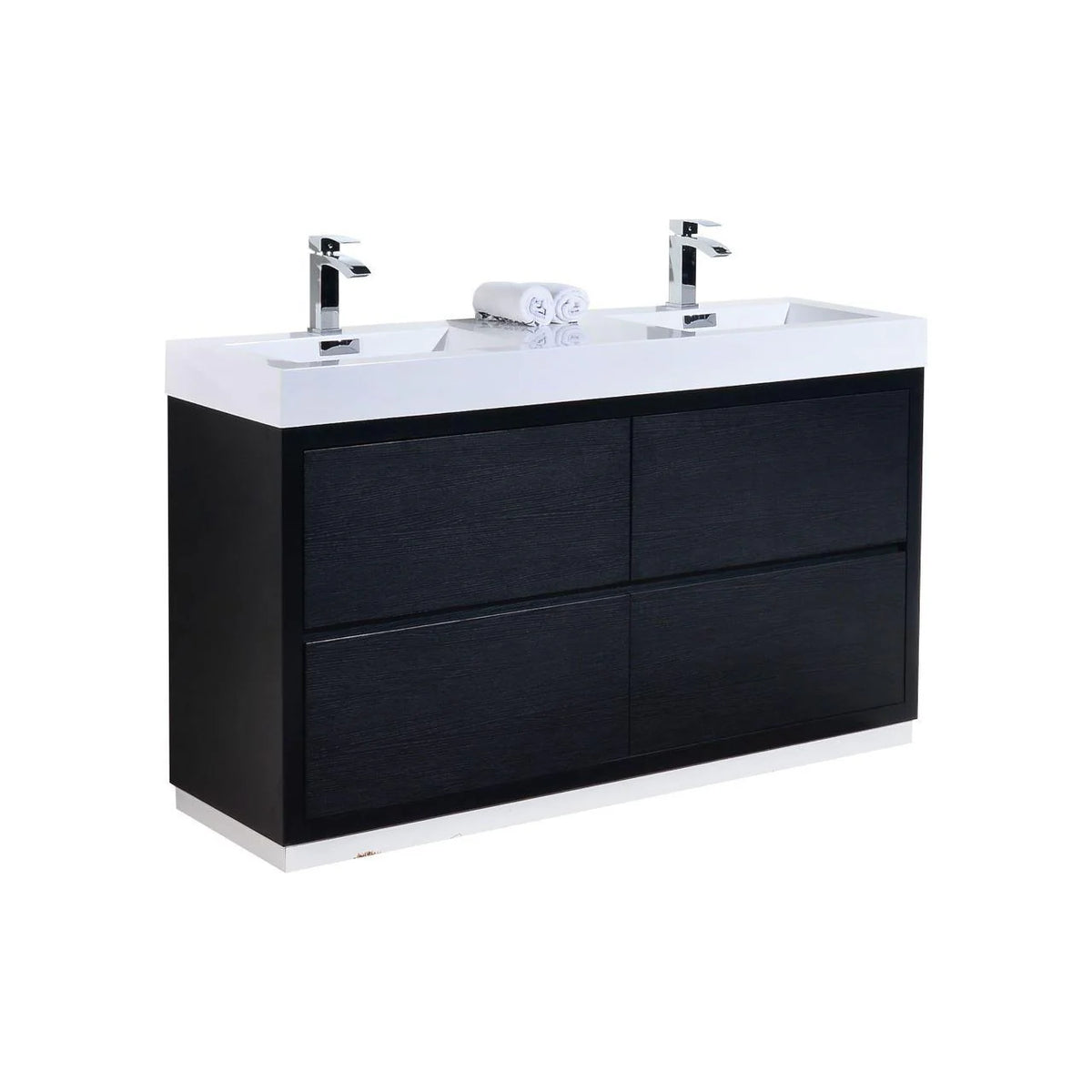 60 in. Black Double Sink Free Standing Bathroom Vanity S16842