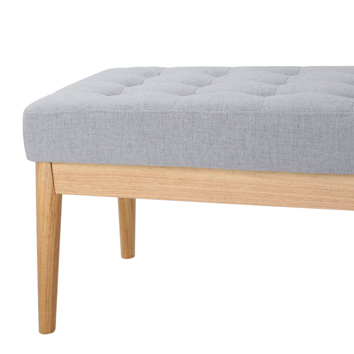 Light Grey Tufted Fabric Bench U226474