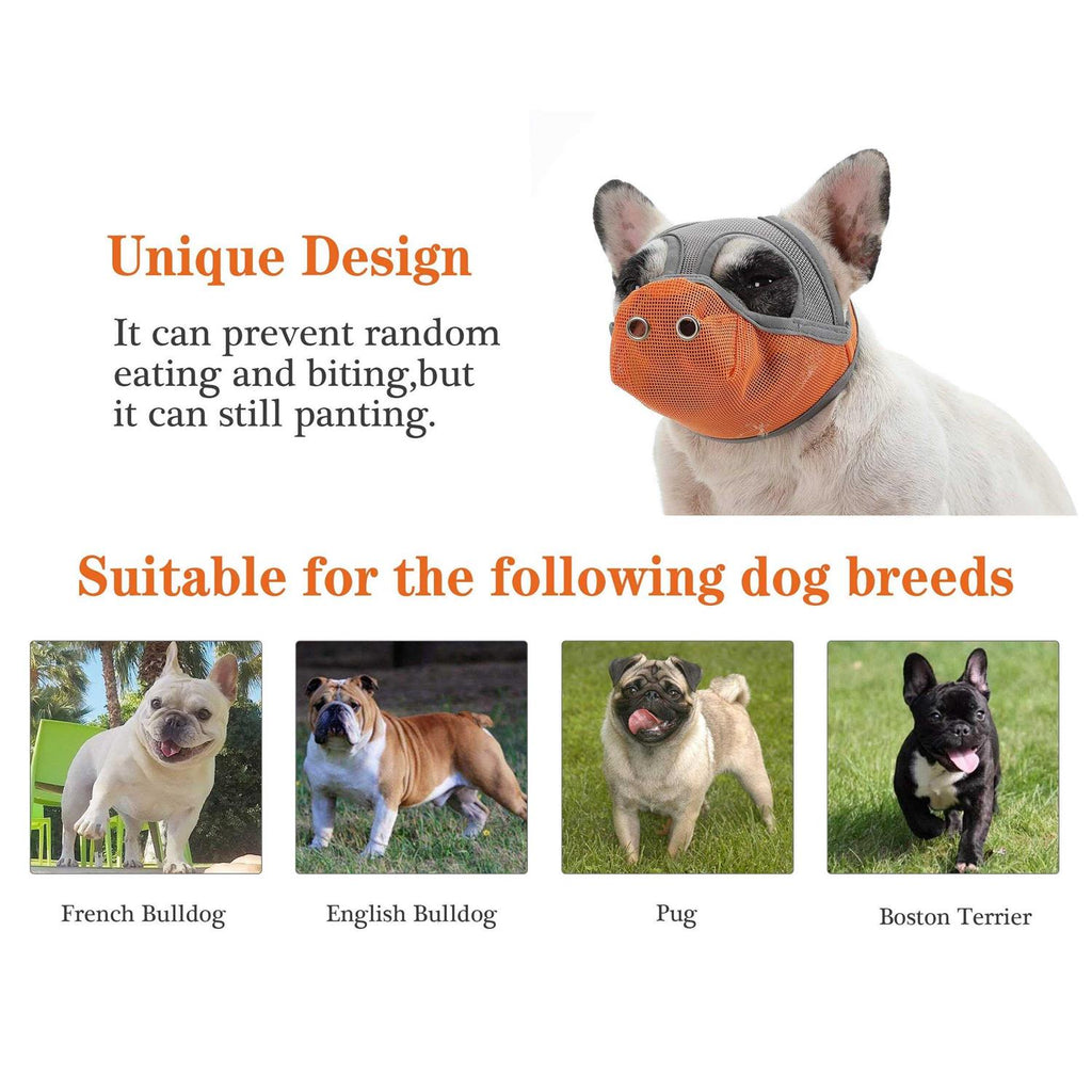 Short Snout Dog Muzzle Adjustable Breathable Mesh J4933