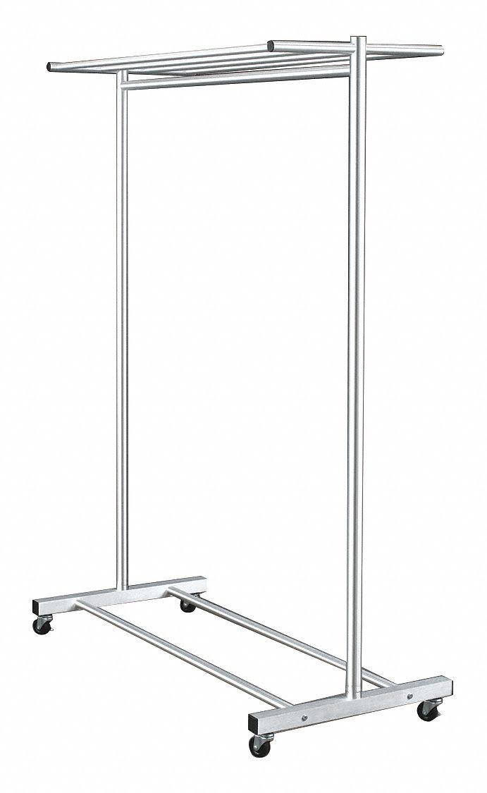 Silver Satin Aluminum Mobile Coat Rack E8339