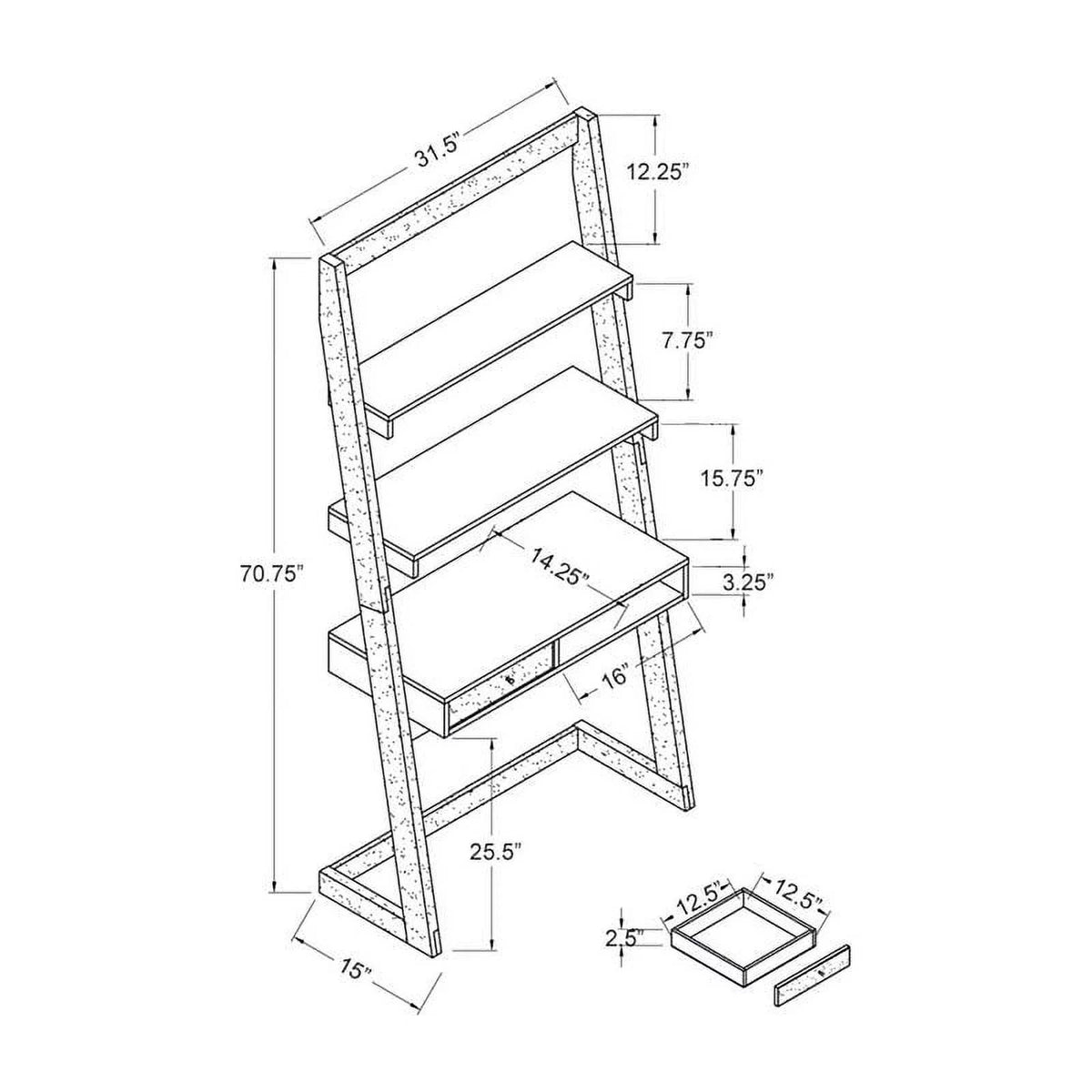 Modern Wood Writing Desk with Shelves D9259