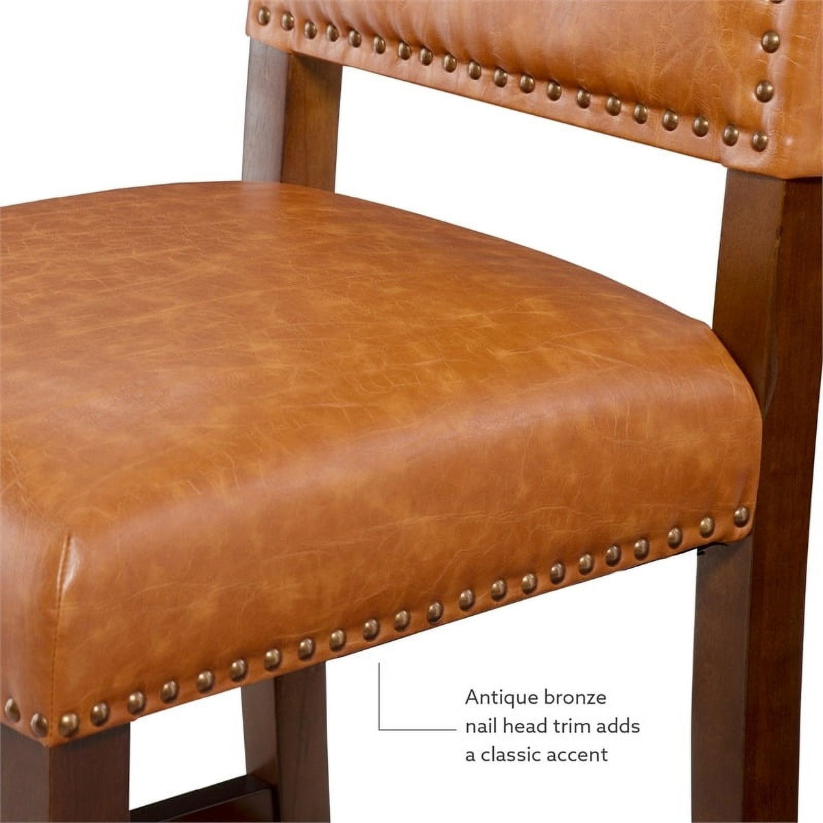 24" Faux Leather Wood Counter Stool in Dark Caramel/Walnut W125484
