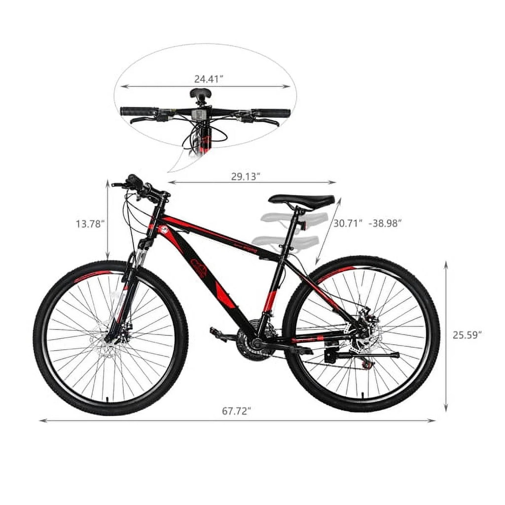 26 Inch 21 Speed Red Black Mountain Bike G8580