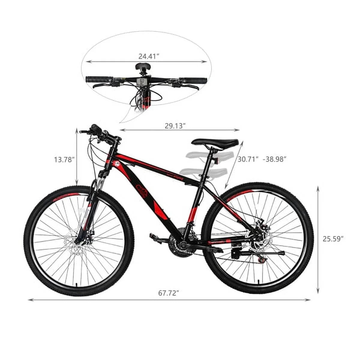 26 Inch 21 Speed Red Black Mountain Bike G8580