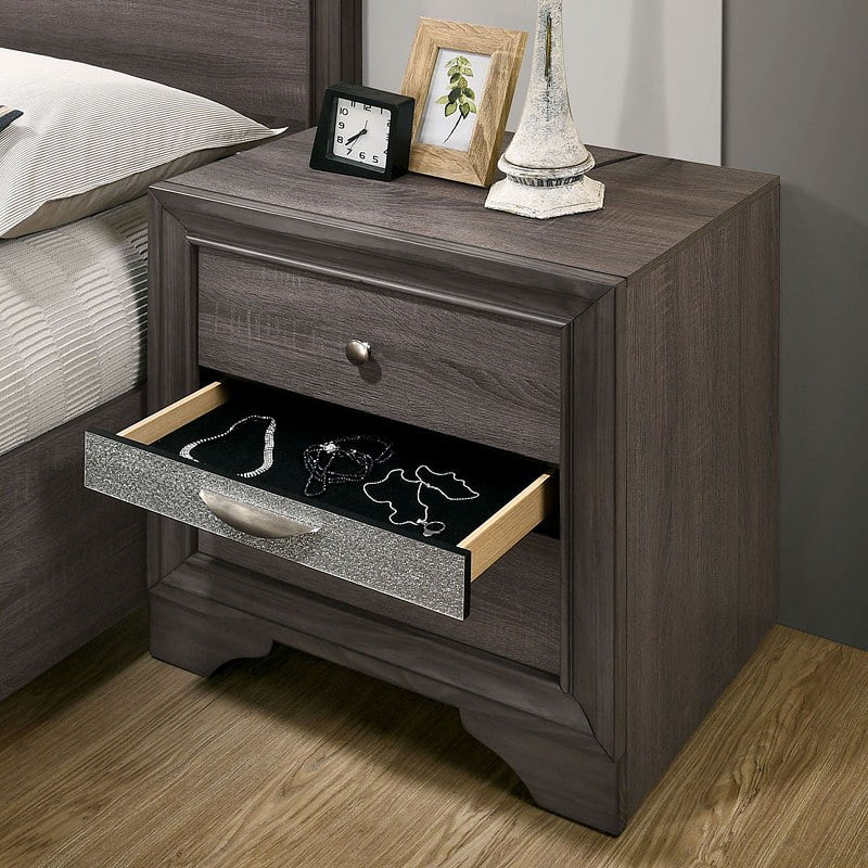 Gray Queen Size Solid Wood Bedroom Furniture 4pc Set P2226