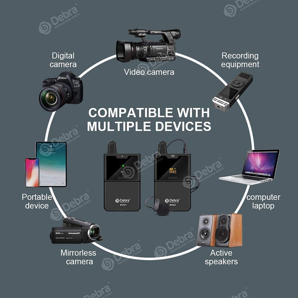 DV UHF Wireless Lavalier Microphone with Remote Monitor, Dual Mics S126258