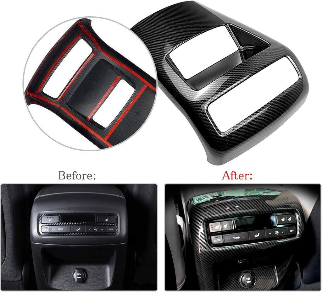 Rear Vent Cover Trim for Palisade Carbon Fiber Style Interior Second Row AC Vent Outlet Cover Trims Pack of 2 W273
