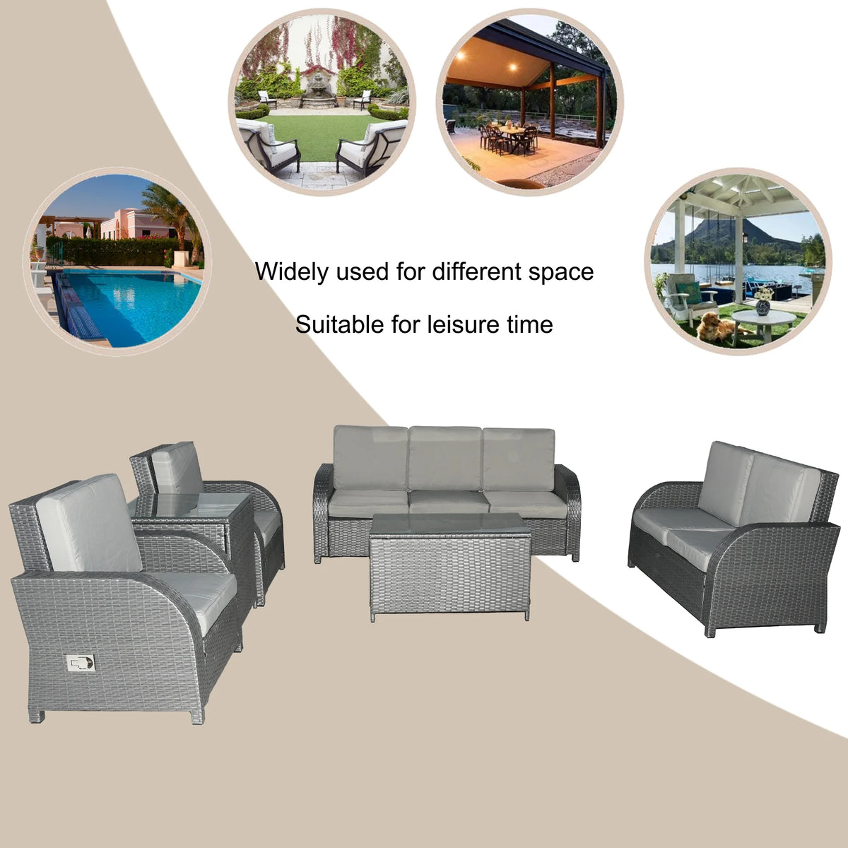 6-Piece Outdoor Wicker PE Rattan Sectional Sofa Set G38798