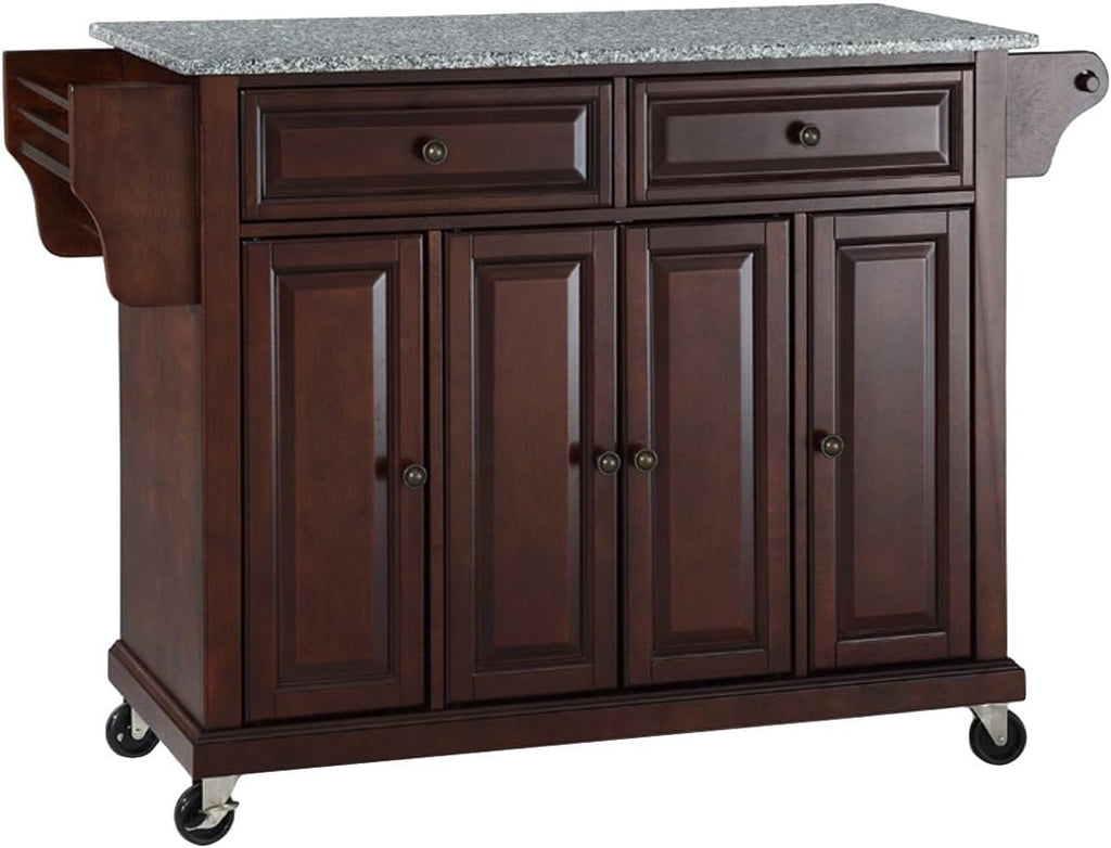 White Full Size Kitchen Cart with Solid Granite Top C26134