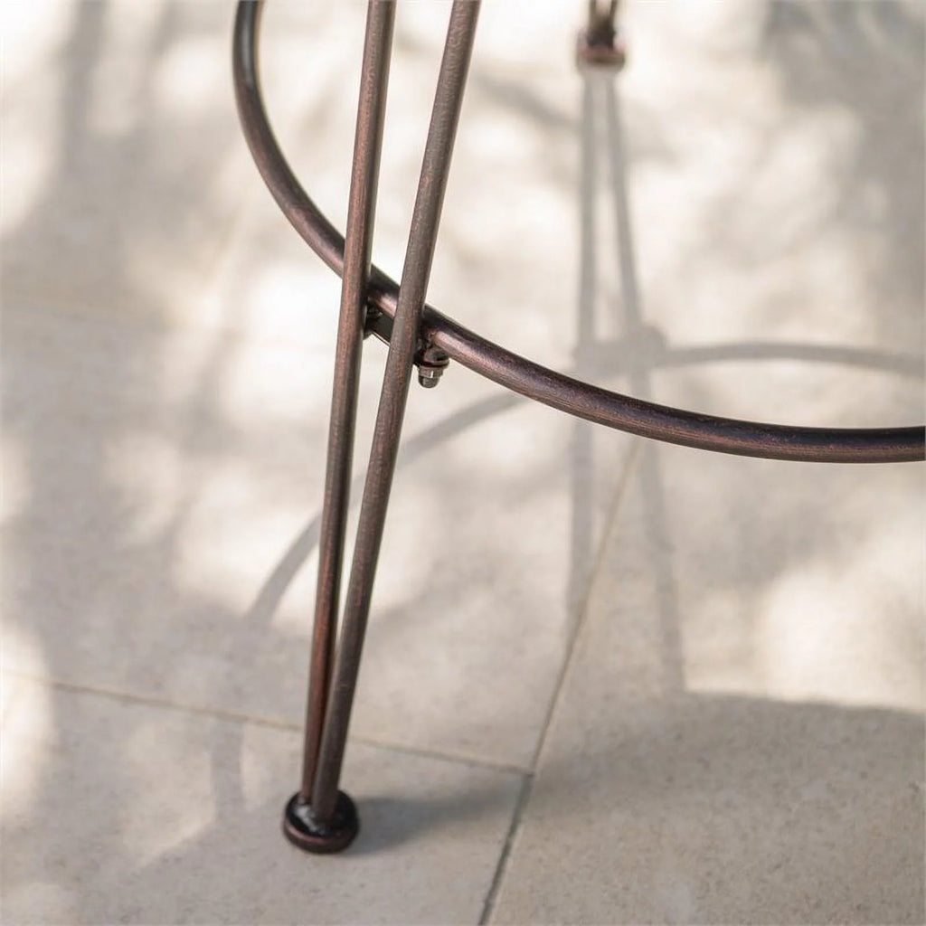 Wicker Barstool with Black Brush Copper Iron Frame Set of 2 A7329