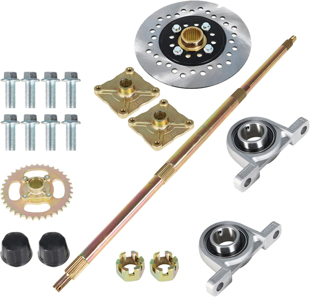 32 Live Rear Axle Kit Disc Rotor Wheel Hub Replacement for Go Kart ATV Quad Drift Trikes E6778