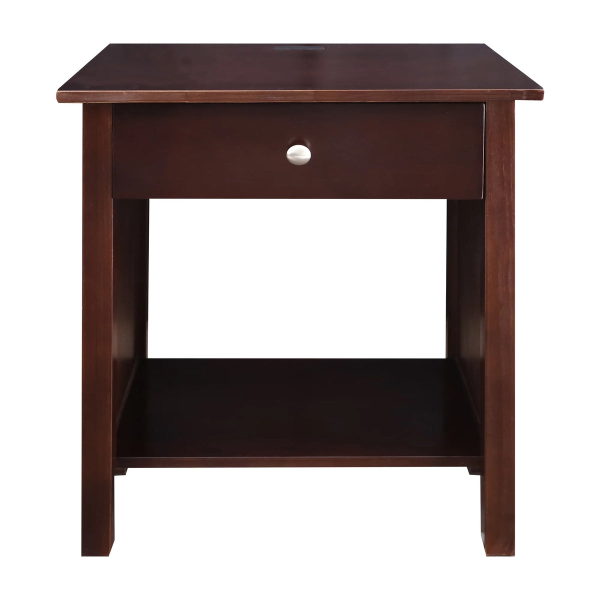 Espresso Wooden Nightstand with USB Ports and One Drawer P35859