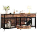 Brown Wooden Double Dog Crate TV Stand with Storage R956941