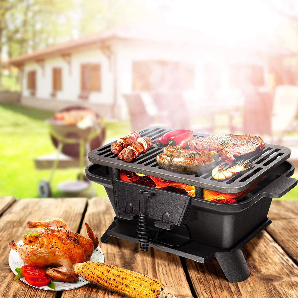 Charcoal Portable BBQ Grill with Double-sided Grilling Net N768