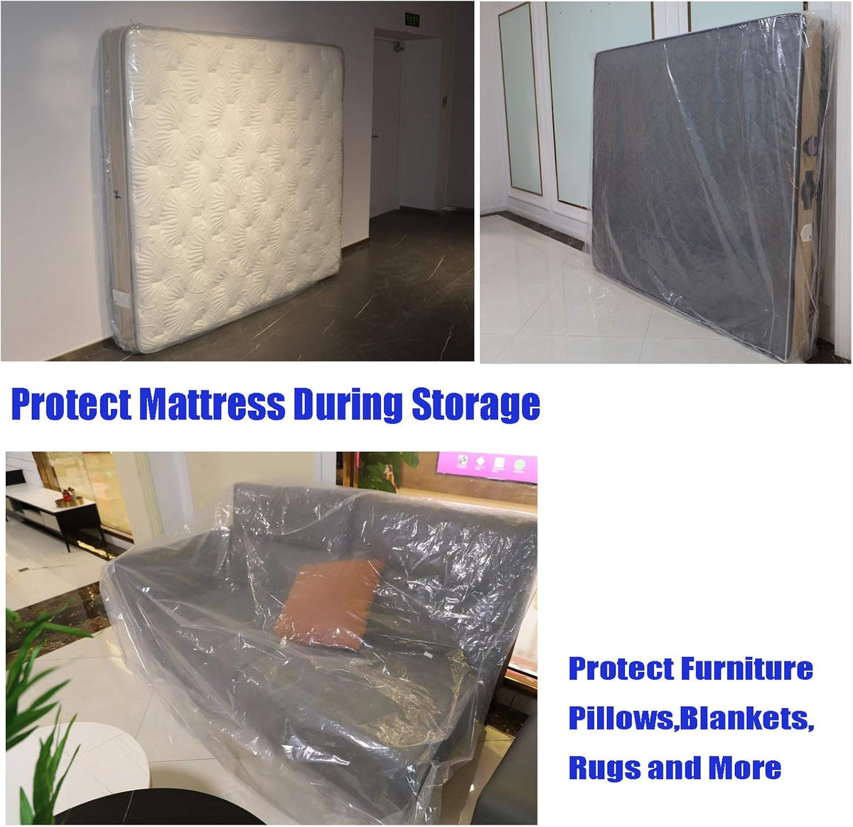 2 Packs 4 mil Thick Polyethylene Mattress Bag, California King X5274