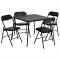 5 Piece Folding Card Dining Table Set in Black W1087